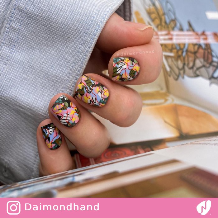 Flowers and Leaves Abstract Nails